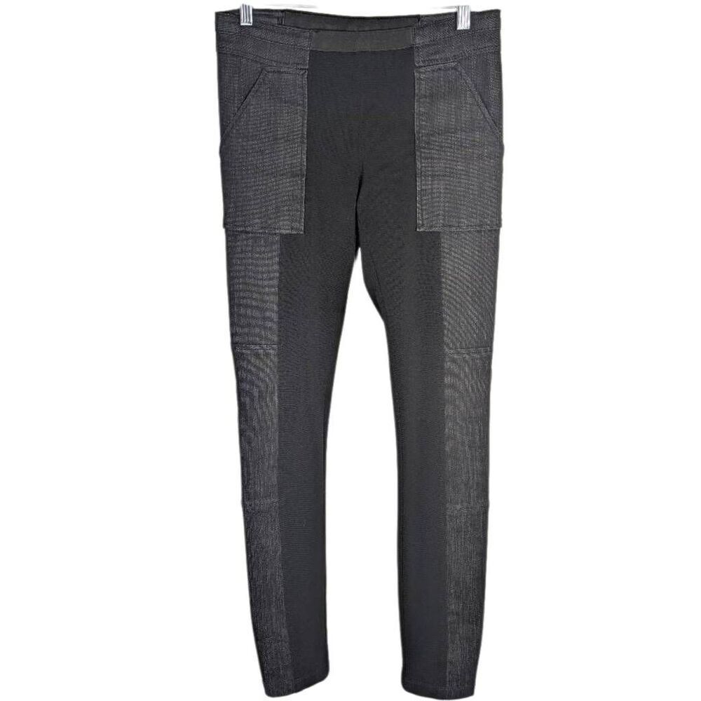 BCBGMAXAZRIA Connor Black & Charcoal patchwork Legging slim pants womens S
